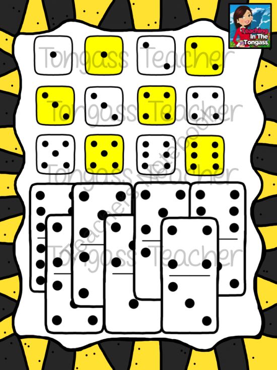 Clipart Bundle Features Yellow And White Dot Dice  1 6  And A Set Of