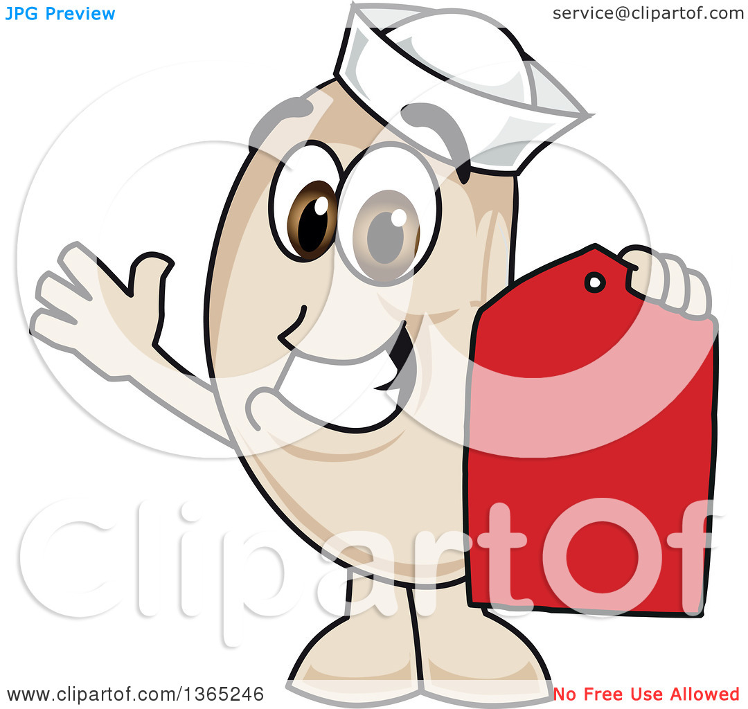 Clipart Of A Navy Bean Mascot Character Holding A Price Tag   Royalty