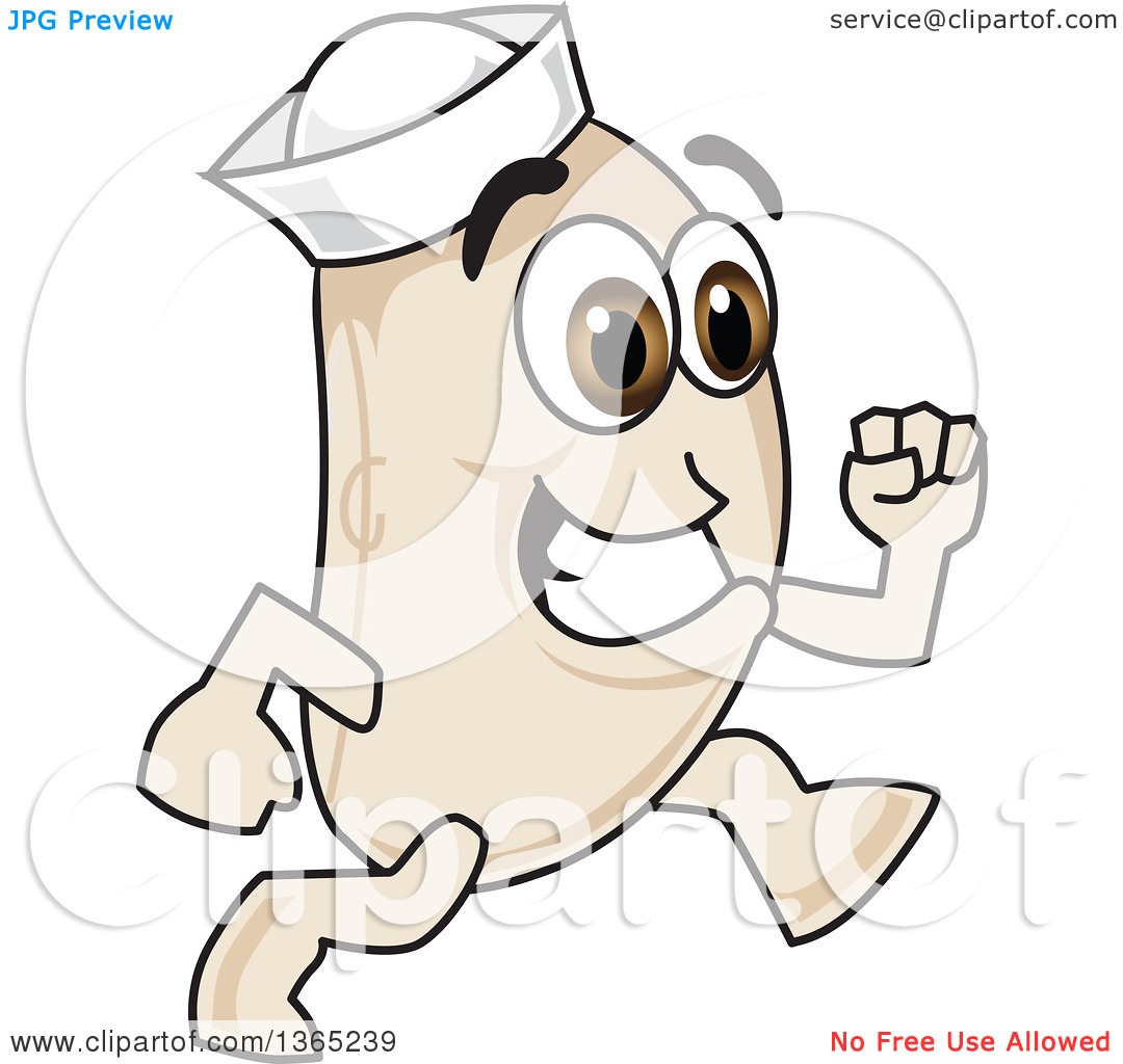 Clipart Of A Navy Bean Mascot Character Running   Royalty Free Vector    
