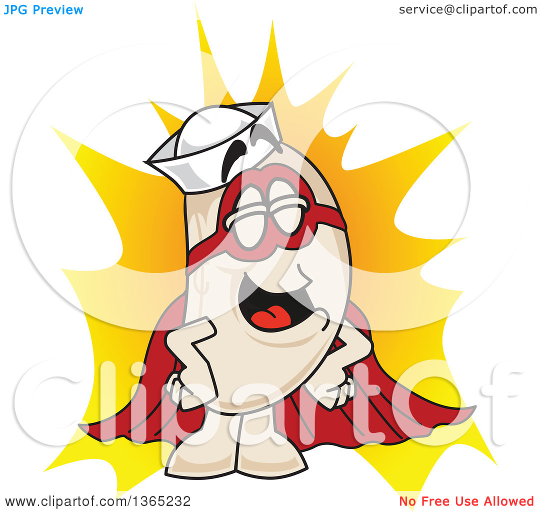 Clipart Of A Navy Bean Mascot Character Super Hero   Royalty Free    