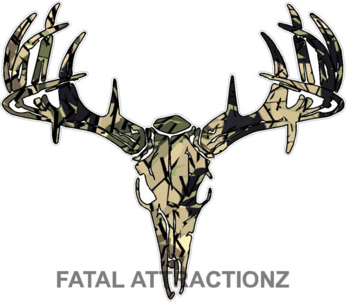 Deer Skull Vinyl Sticker Decal Hunting Whitetail Trophy Buck Bow Pic