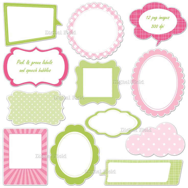     Download Pink Green Labels   Frames And Speech Bubbles Clip Art Set