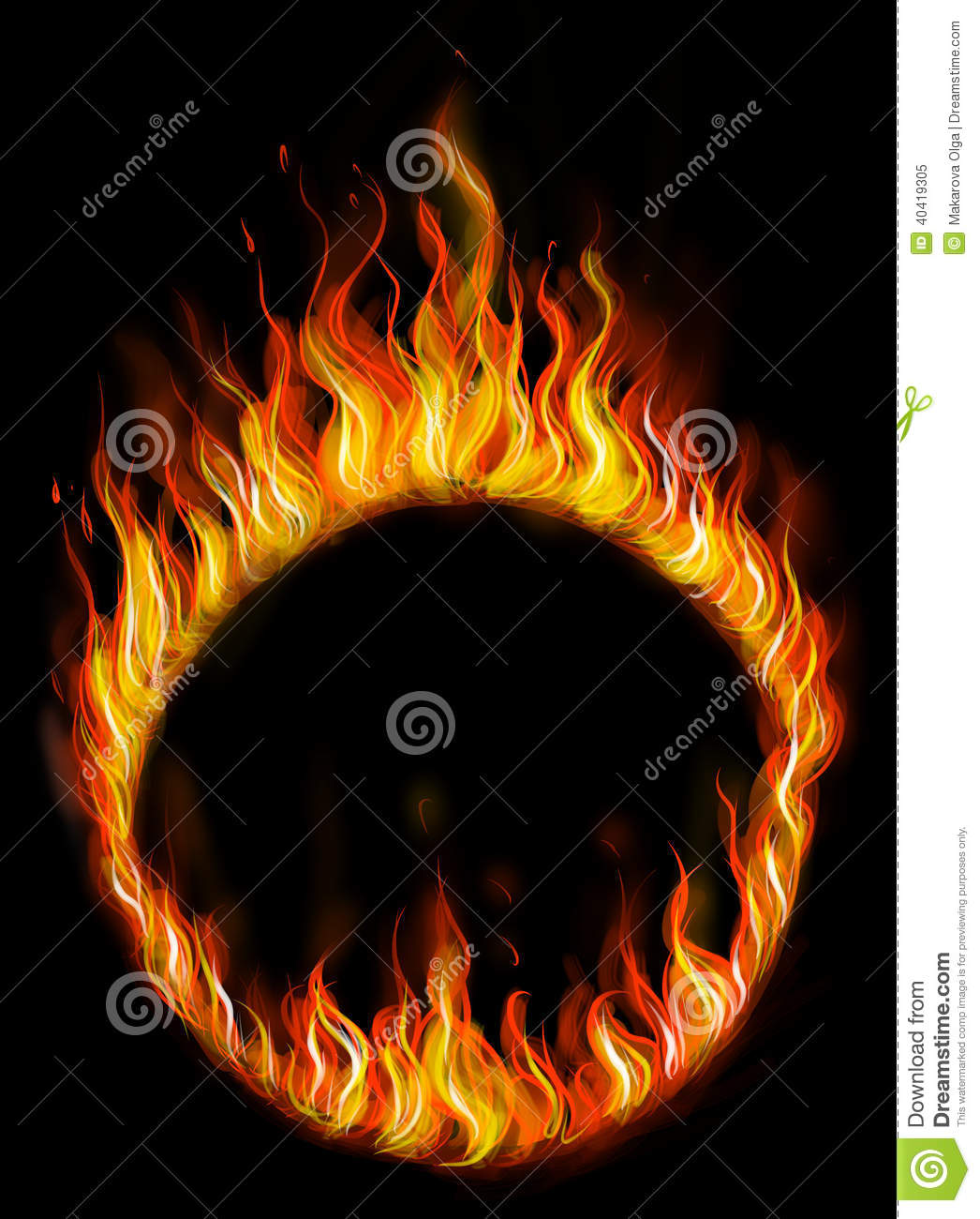 Fire Ring On Black Background  Symbol Of Dangerous Fun  Digital Art