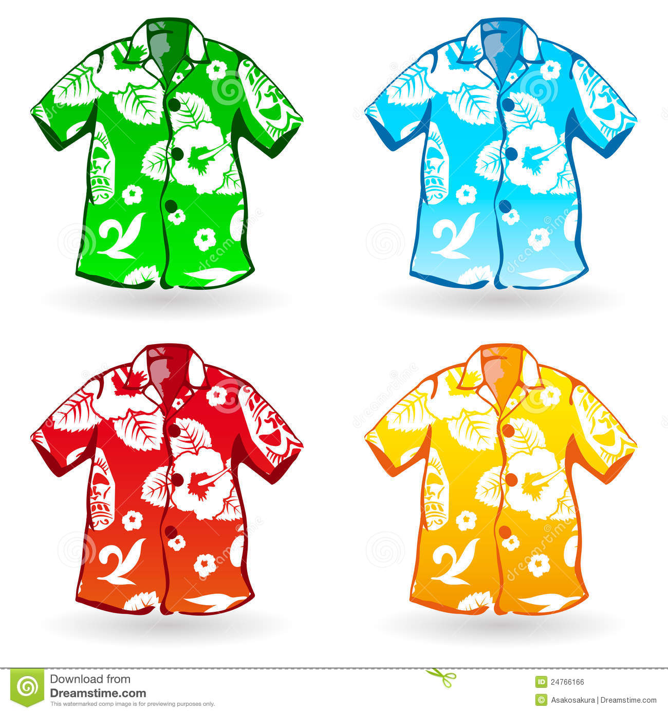 Illustration Of A Four Of Aloha Shirts  Can Also Be Customized With