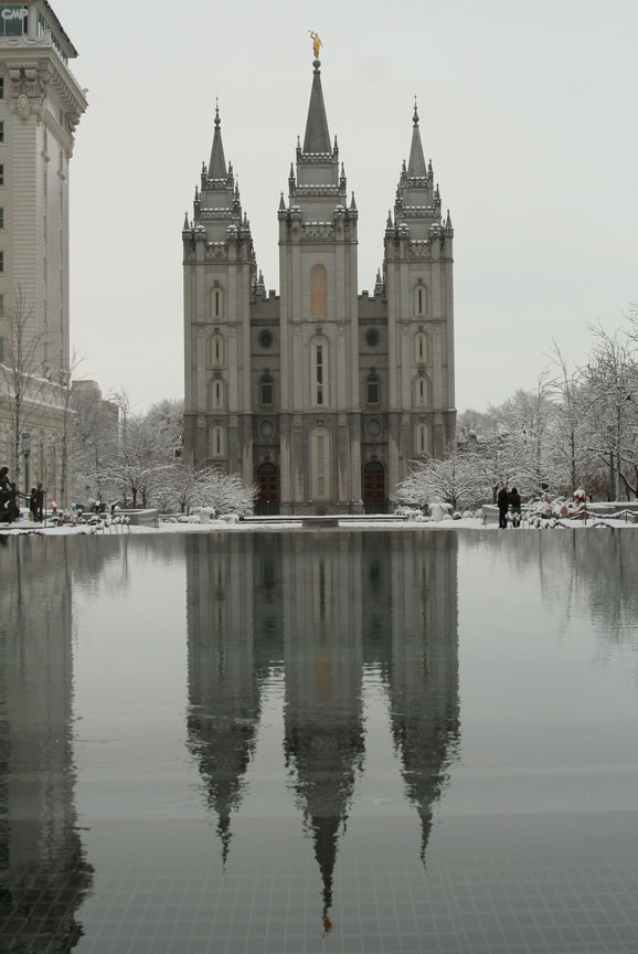Salt Lake Temple Relection In Winter