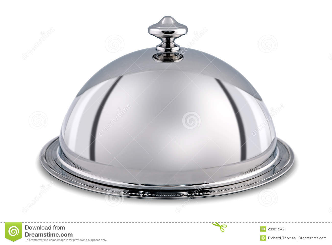 Silver Dome Or Cloche Isolated With Clipping Path  Stock Photography    