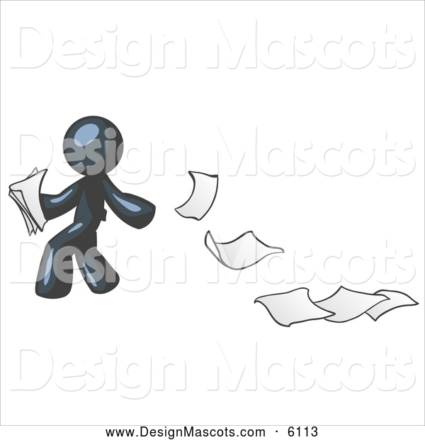Stock Vector Mascot Of A Navy Blue Man Dropping Documents And Leaving