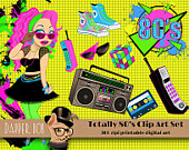 Totally 80 S Digital Clip Art Elements For Scrap Booking And Paper