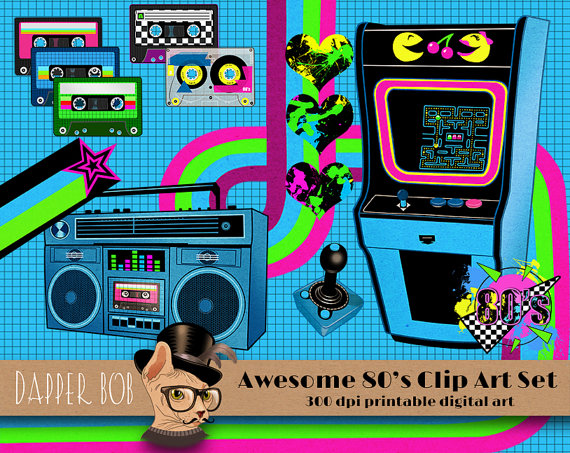 Totally Awesome 80 S Digital Clip Art Pack For Scrap Booking And Paper