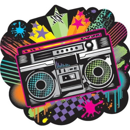 Totally Awesome 80s Banner Boom Box Cut Out 80s Theme Party Banner