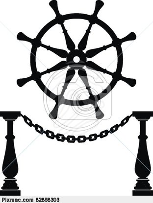 Vector Image Of Helm  Steering Wheel And Anchor Chain   Vector