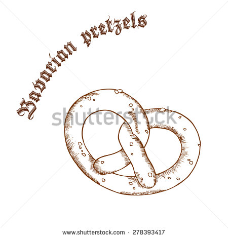 Vector Pencil Hand Drawn Illustration Of Pretzel With Sesame With