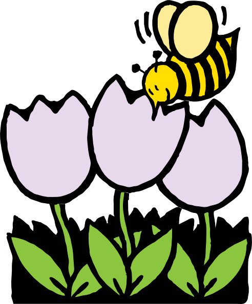 Bee And Flowers Clip Art At Clker Com   Vector Clip Art Online