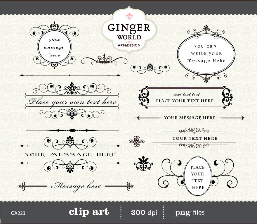 Calligraphy Vintage Clip Art Clipart Diy Wedding By Gingerworld