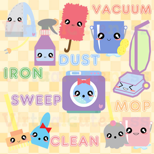 Cleaning Clipart   Spring Cleaning Clip Art Vacuum Cute Kawaii    