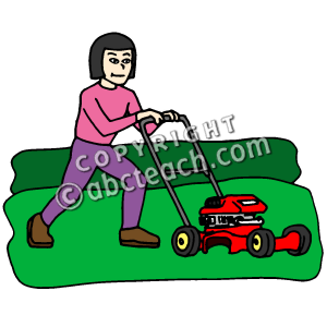 Clip Art  Kids  Chores  Mowing The Lawn Color