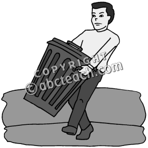 Clip Art  Kids  Chores  Taking Out The Trash Grayscale   Preview 1