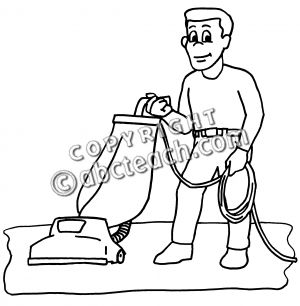 Clip Art  Kids  Chores  Vacuuming B W   Preview 1