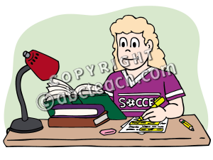 Clip Art  Kids  Girl Studying Color   Preview 1