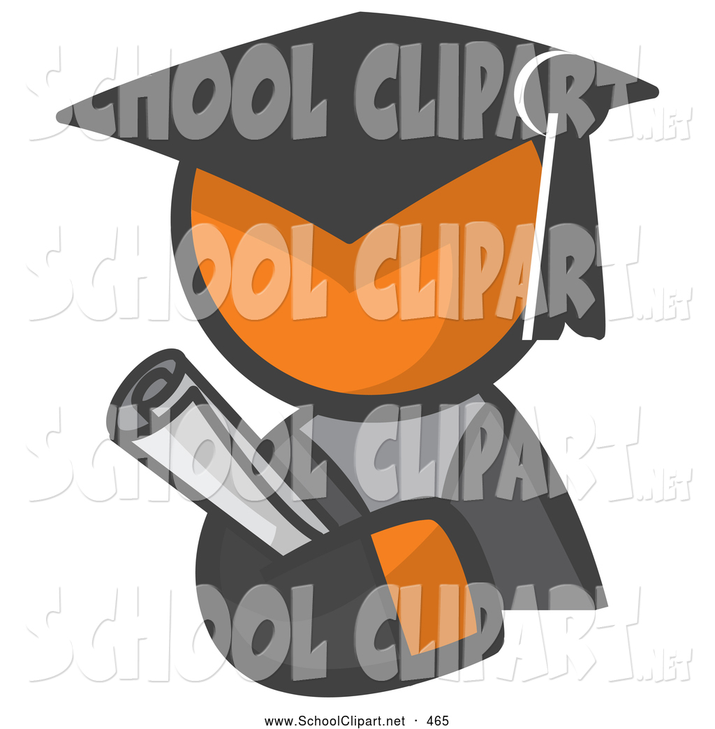 Larger Preview  Clip Art Of A Orange Man Avatar College Graduate
