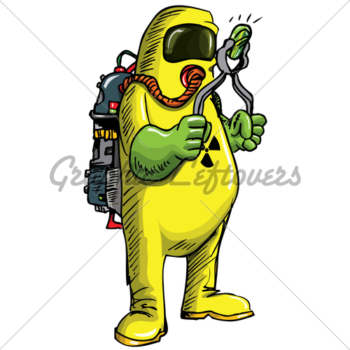 Man In Hazmat Suit Handeling Something Radioactive   Gl Stock Images