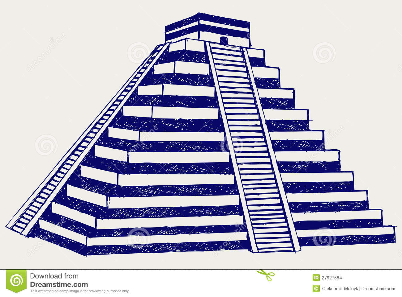 Mayan Pyramid Clipart Chichen Itza Doodle Style     