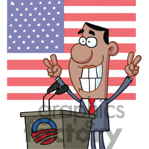 Obama With The Flag In The Back Clipart Image Picture Art   377187