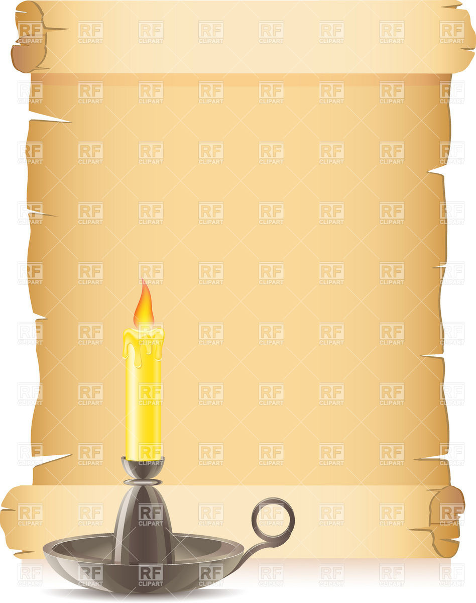 Old Paper Scroll And Burning Candle In A Candlestick 19607 Download    
