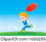 Royalty Free Rf Clip Art Illustration Of A Boy Running Outdoors With A
