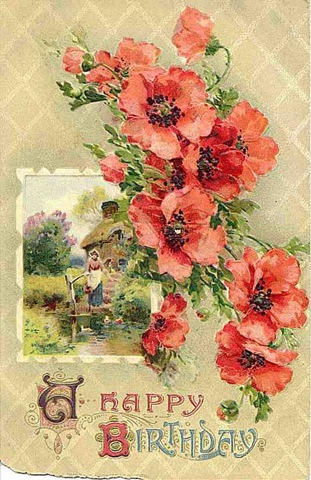 Vintage Holidaycrafts Free Vintage Birthday Cards Farm Scene Poppies