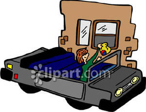 Woman At A Fast Food Drive Thru Window   Royalty Free Clipart Picture
