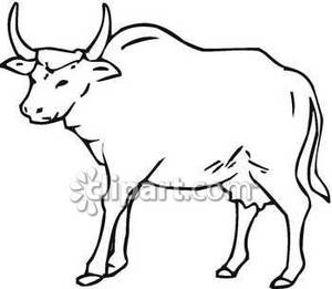 Big Black And White Bull Royalty Free Clipart Picture 090104 180932