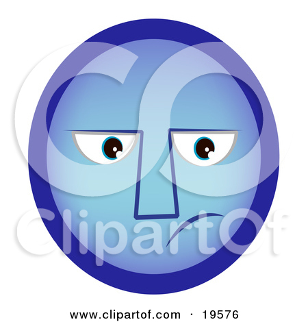 Clipart Illustration Of A Sad Blue Smiley Face With The Blues By Geo