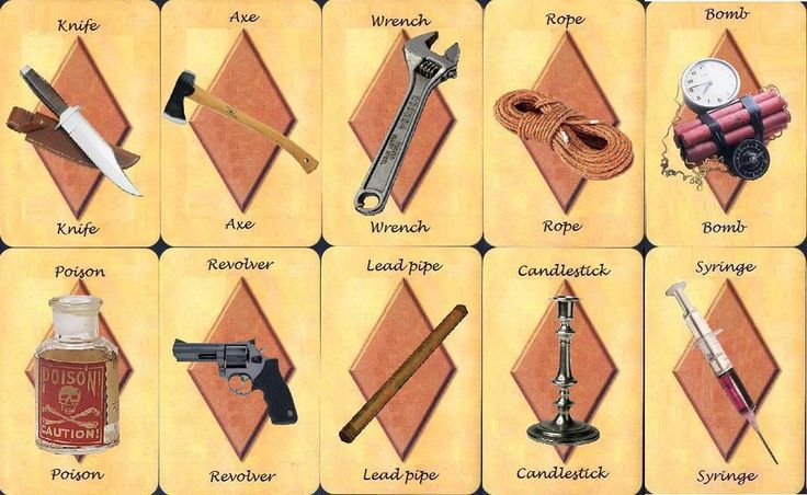 Cluedo Card Weapons By  Skellingtonghost On Deviantart