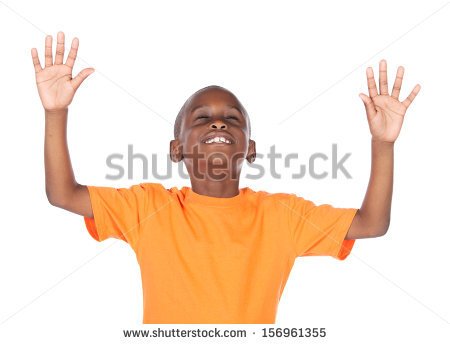 Cute African Boy Wearing A Bright Orange T Shirt  The Boy Is