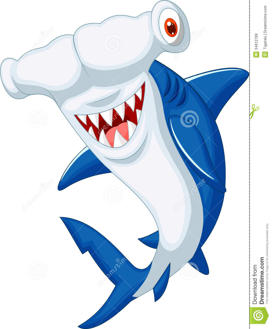 Cute Shark Clipart Cute Hammerhead Shark Cartoon Illustration 34612789