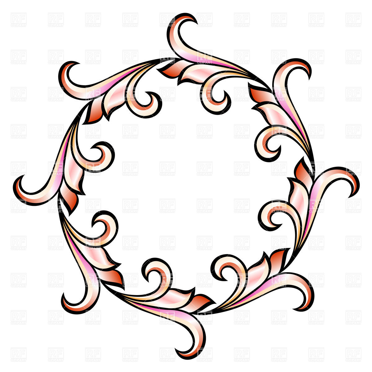 Decorative Round Frame With Curls 8511 Design Elements Download