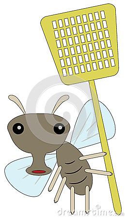 Illustration Of A Fly Carrying A Fly Swatter