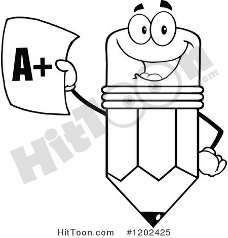 Mascot Holding Up A Report Card   Royalty Free Vector Clipart  1202425