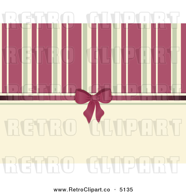 Retro Clipart Of A Background Of Pink And Beige Stripes Bow And Ribbon