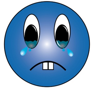 Sad Clipart Image   Cartoon Of A Sad Blue Smiley With Tears   Clipart
