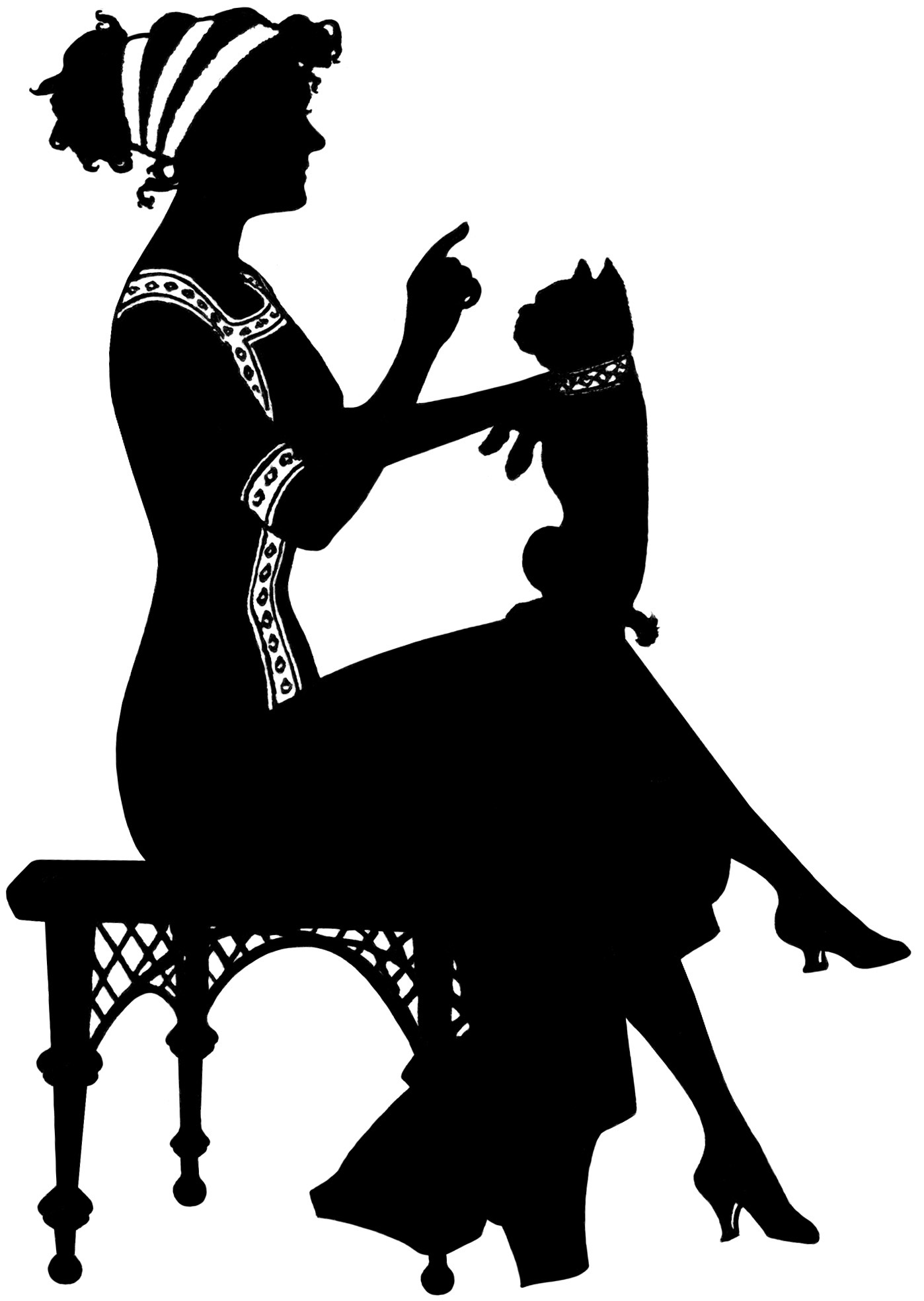 This Lovely Vintage Silhouette Of A Lady Sitting On A Bench Balancing