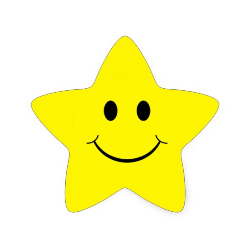 Yellow Smiley Face Star Shape Stickers