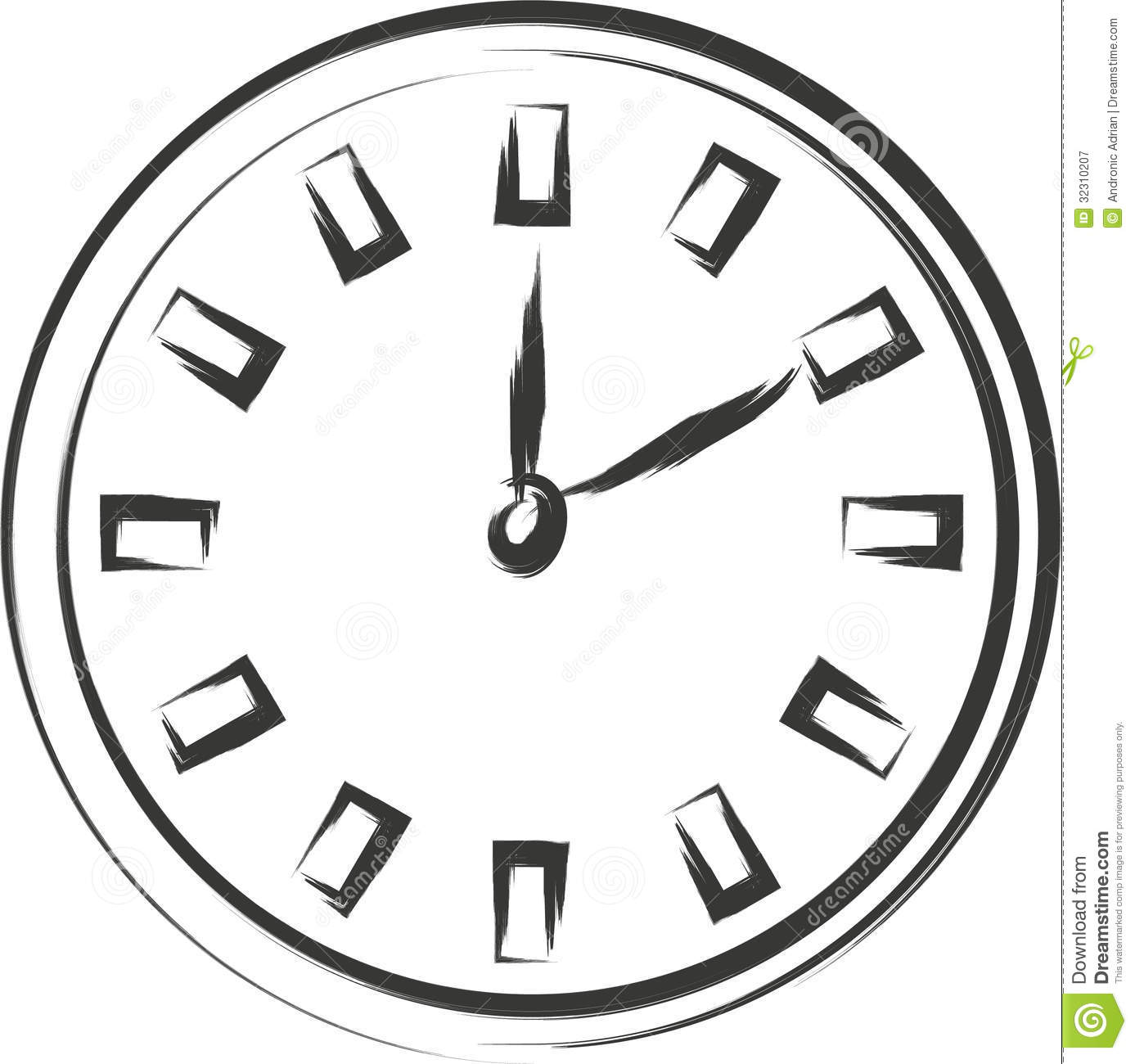 Alarm Clock Clipart Black And White Clock Sketch Black White    
