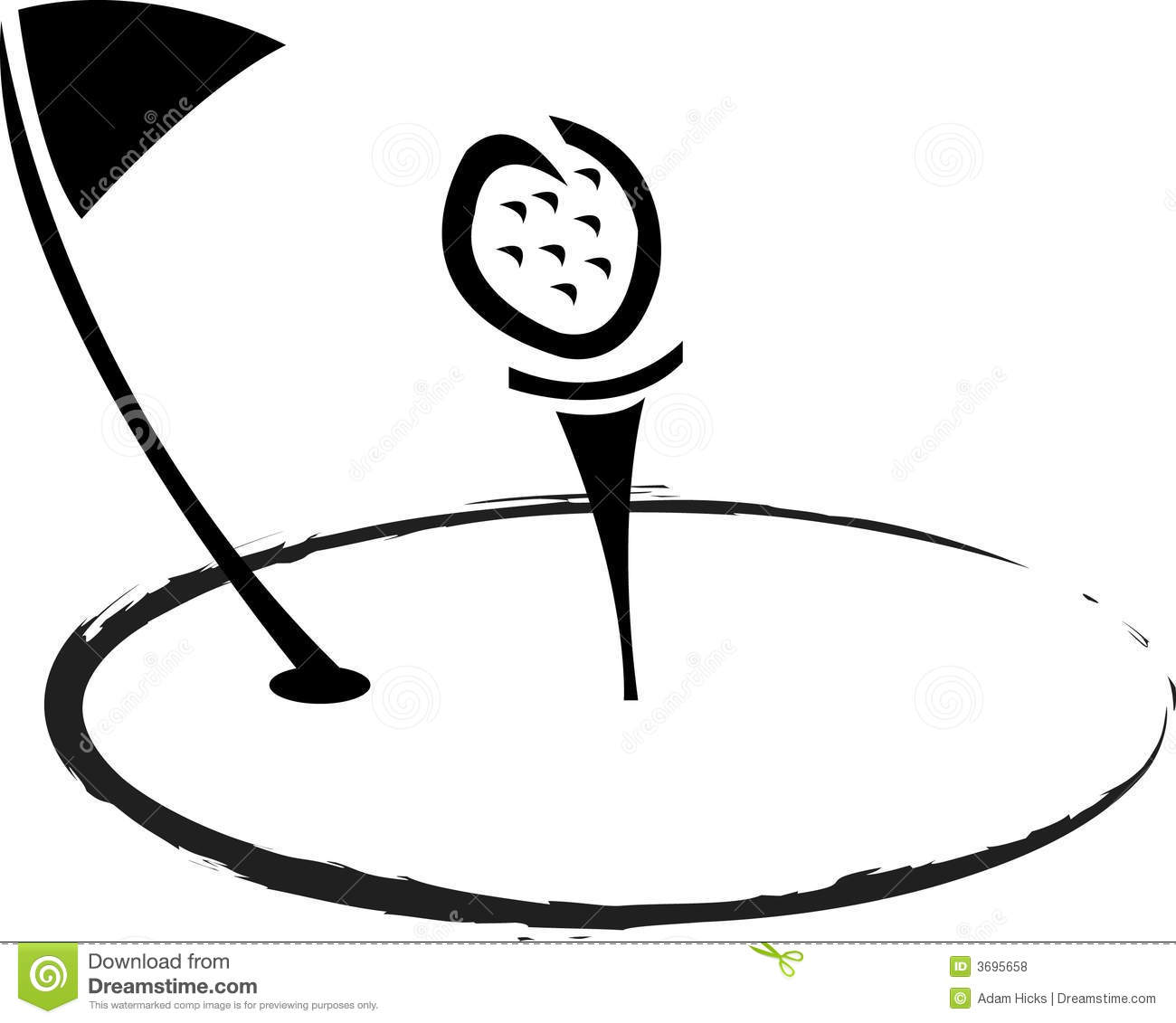 An Abstract Golf Logo In Black   White 