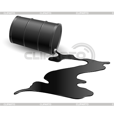 Barrel With Spilled Black Liquid  Illustration On White     Dvarg