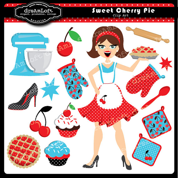 Cherry Pie Clip Art Collection For Cards Stationary Invitations   50