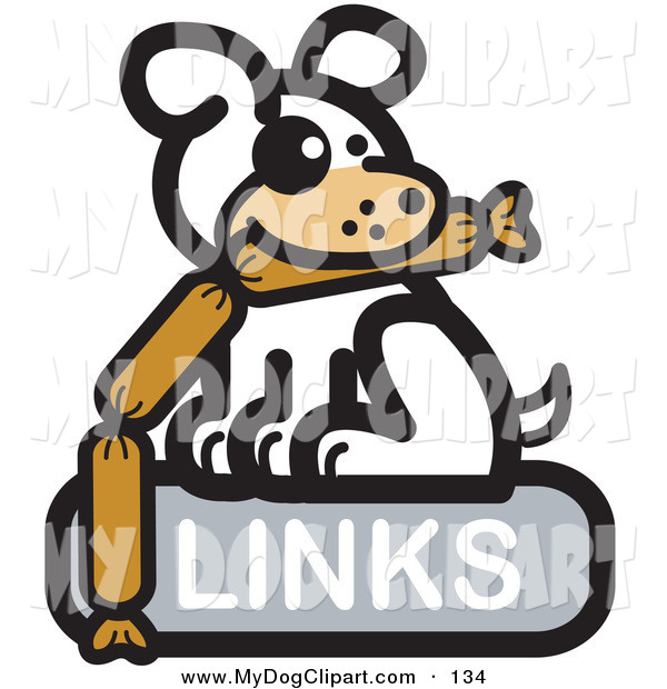 Clip Art Of A Dog Chewing On Sausage Links On A Links Internet Web    