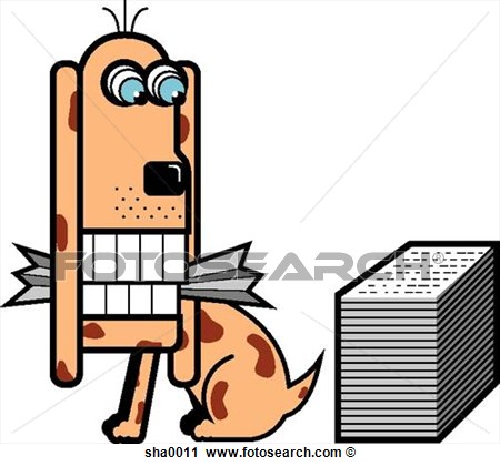 Clipart   Dog Chewing Up Paperwork  Fotosearch   Search Clip Art