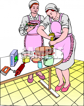 Clipart Image Of Two Female Bakers Decorating A Cake   Foodclipart Com